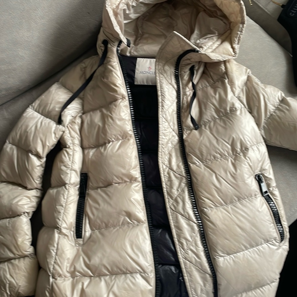 Moncler down-filled coat in xs.